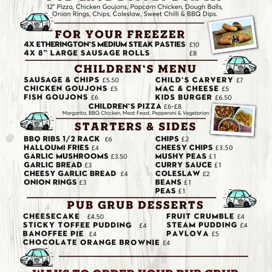 Pub Grub Delivery The Victoria Inn