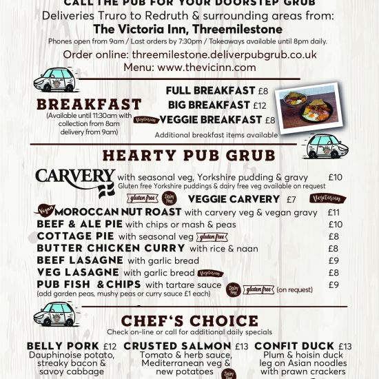 Pub Grub Delivery The Victoria Inn