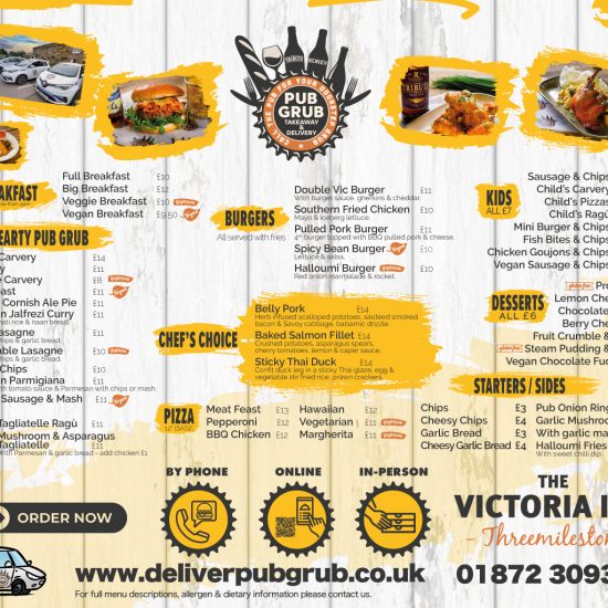 Pub Grub Delivery The Victoria Inn